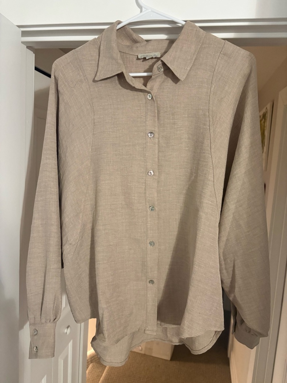 Chenault Beige Long-Sleeve Button-Down Shirt